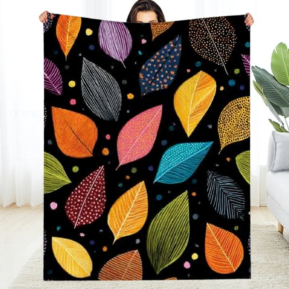 RKSupls New Year Throw Blanket, Leaf Space Soft Flannel Throw Blanket, Fuzzy Warm Cozy Christmas Blanket for Couch Bed Home Travel Decor, 30*40in