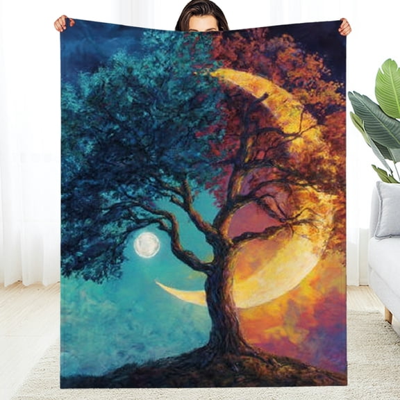 RKSupls New Year Throw Blanket, Tree of Life Gifts Soft Flannel Throw Blanket, Fuzzy Warm Cozy Christmas Blanket for Couch Bed Home Travel Decor, 30*40in