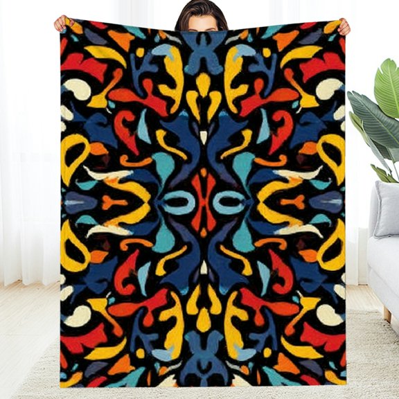 RKSupls New Year Throw Blanket, Vintage Psychedelic Theme Soft Flannel Throw Blanket, Fuzzy Warm Cozy Christmas Blanket for Couch Bed Home Travel Decor, 60*80in