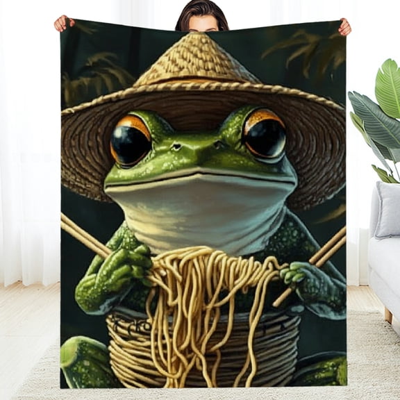 RKSupls Noodle Frog Print Soft Flannel Throw Blanket, Lightweight Fuzzy Warm Cozy Blanket for Couch Bed Home Travel Decor, 30*40in