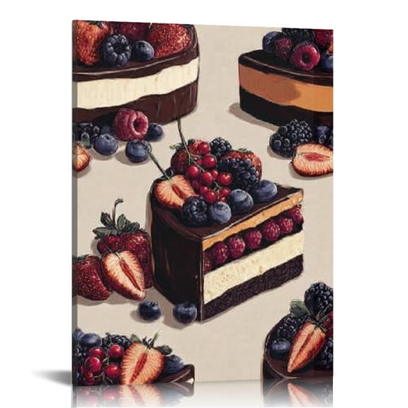 RKSupls Novelty Cheesecake Canvas Wall Art, Canvas Prints Wall Art for Living Room Bedroom Entryway Office, Art Print Painting for Valentine's Day Home Decorations,12x16in