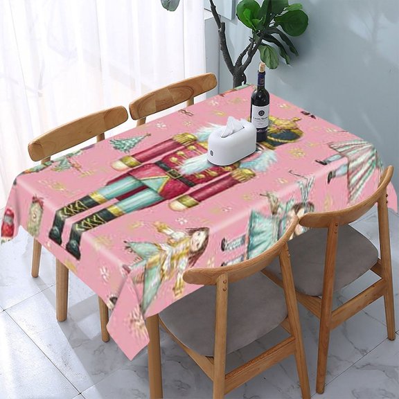 RKSupls Nutcracker Ballerina Pattern Rectangle Dining Tablecloth, Washable Wipeable Stain & Wrinkle Resistant Polyester Tablecloth for Kitchen Picnic Party