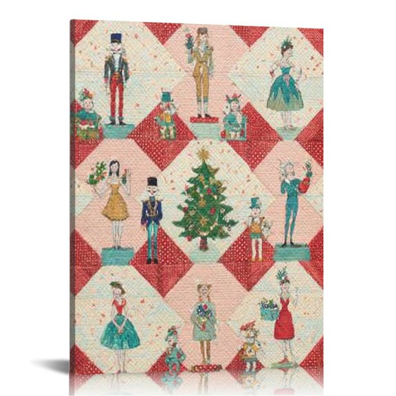 RKSupls Nutcracker Buffalo Plaid Canvas Wall Art, Canvas Prints Wall Art for Living Room Bedroom Bathroom Office, Art Print Painting for New Year Home Decorations,16x20in