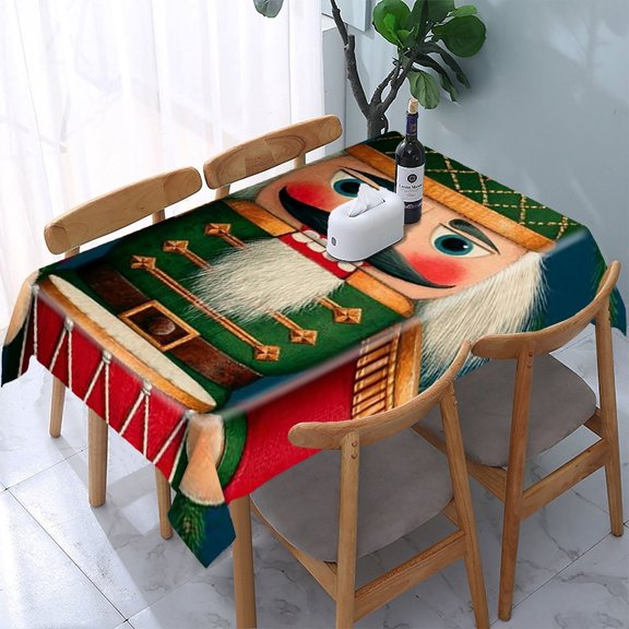 RKSupls Nutcracker Drummer Green Rectangle Dining Tablecloth, Washable Wipeable Stain & Wrinkle Resistant Polyester Tablecloth for Kitchen Picnic Party