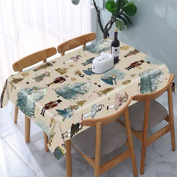 RKSupls Nutcracker Forest Rectangle Dining Tablecloth, Washable Wipeable Stain & Wrinkle Resistant Polyester Tablecloth for Kitchen Picnic Party