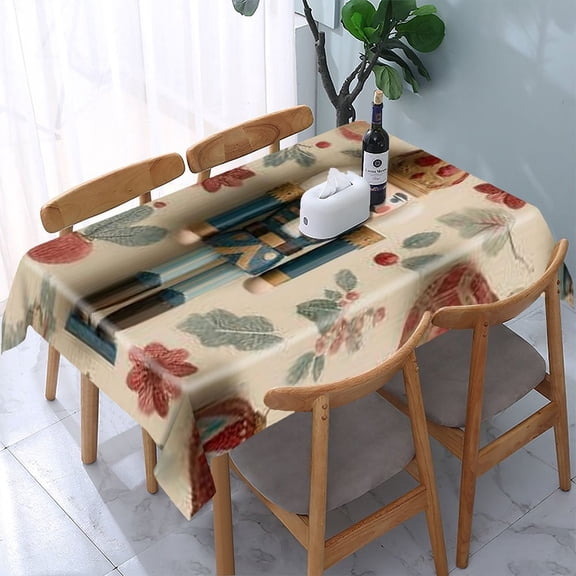 RKSupls Nutcracker Ornaments Pattern Rectangle Dining Tablecloth, Washable Wipeable Stain & Wrinkle Resistant Polyester Tablecloth for Kitchen Picnic Party
