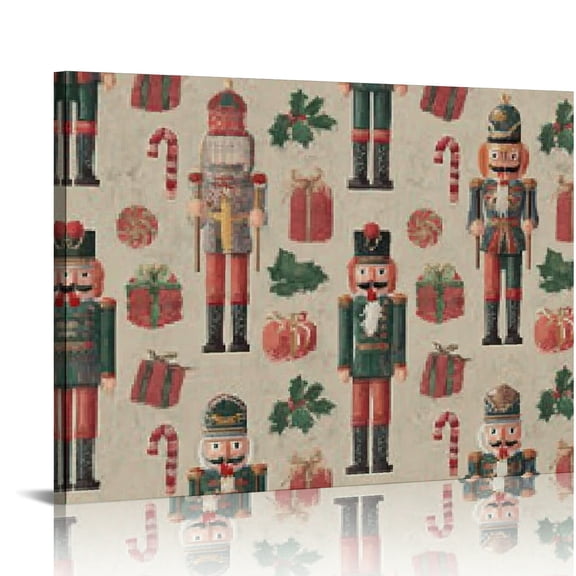 RKSupls Nutcracker Pattern Vintage Canvas Wall Art, Canvas Prints Wall Art for Living Room Bedroom Entryway Office, Art Print Painting for Home Decor