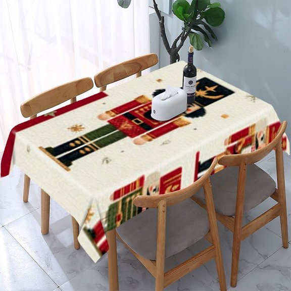 RKSupls Nutcracker Soldiers Pattern Rectangle Dining Tablecloth, Washable Wipeable Stain & Wrinkle Resistant Polyester Tablecloth for Kitchen Picnic Party