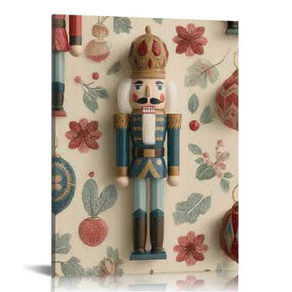 RKSupls Nutcrackers Ornaments Canvas Wall Art, Canvas Prints Wall Art for Living Room Bedroom Stairway Office, Art Print Painting for Home Decorations,12x16in