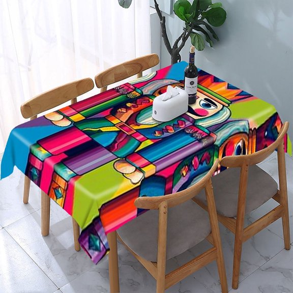 RKSupls Nutcrackers Rainbow Pop Rectangle Dining Tablecloth, Washable Wipeable Stain & Wrinkle Resistant Polyester Tablecloth for Kitchen Picnic Party
