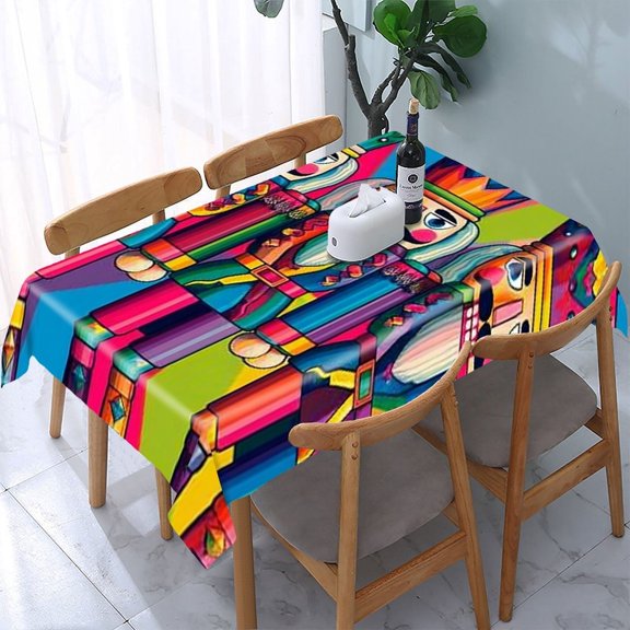 RKSupls Nutcrackers Rainbow Pop Rectangle Dining Tablecloth, Washable Wipeable Stain & Wrinkle Resistant Polyester Tablecloth for Kitchen Picnic Party