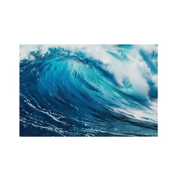 RKSupls Ocean Wave Crashing Blue Linen Placemats 30x45cm Straight Edge Stain Resistant Washable Non-Slip Table Mats Table for Kitchen Dining Room Home