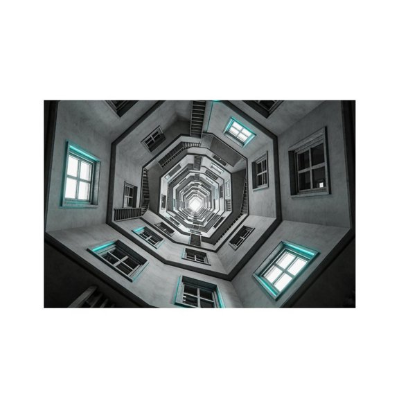 RKSupls Octagon Concrete Stairwell Infinity Linen Placemats 30x45cm Straight Edge Stain Resistant Washable Non-Slip Table Mats Table for Kitchen Dining Room Home