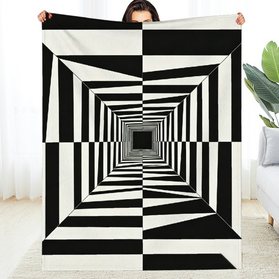 RKSupls Offset Square Tunnel Neutral Tone Fuzzy Bedding for the Couch, Napping Machine Washable Warm and Cozy Throw, Soft Throw for Couch, Travel, Camping