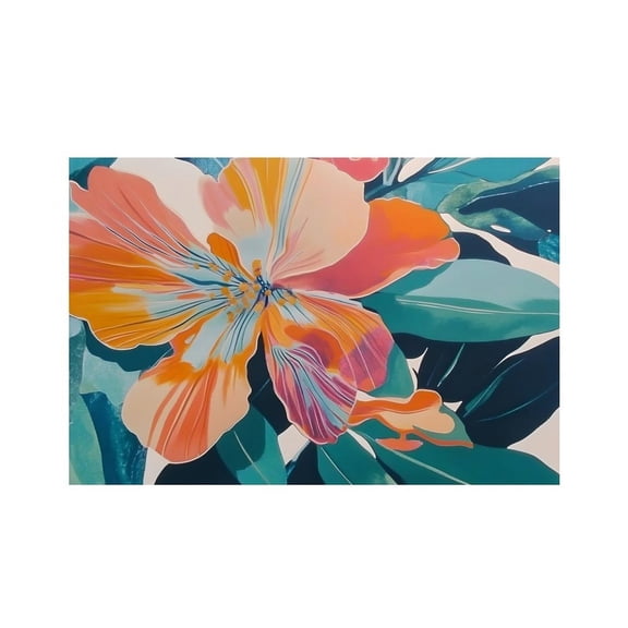 RKSupls Orange Tropical Flower Linen Placemats 30x45cm Straight Edge Stain Resistant Washable Non-Slip Table Mats Table for Kitchen Dining Room Home