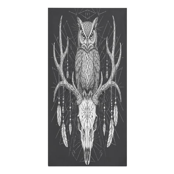 RKSupls Owl On Deer Skull Microfiber Beach Towel Absorbent Compact Towels for Swimming Pool Beach Travel Things for Vacation Essentials Adult Gift,61.4×30.3Inch
