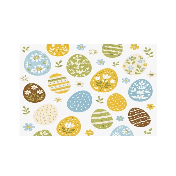 RKSupls Pastel Easter Eggs Flowers Seamless Linen Placemats 30x45cm Straight Edge Stain Resistant Washable Non-Slip Table Mats Table for Kitchen Dining Room Home