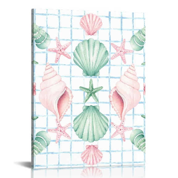 RKSupls Pastel Seashell Grid Arrangement  Wall Decor
,  Canvas Print, Canvas Wall Art Bathroom Bedroom Kitchen Staircase Wall Decor Prints
