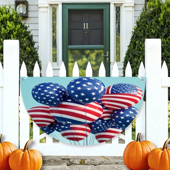 RKSupls Patriotic Balloons American Flag Patriotic Half Round American Flag Banner 1776-2026, USA Independence Day Fence Porch Hanging Decor