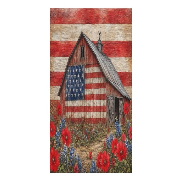 RKSupls Patriotic Barn Flowers Field Microfiber Beach Towel Absorbent Compact Towels for Swimming Pool Beach Travel Things for Vacation Essentials Adult Gift,61.4×30.3Inch