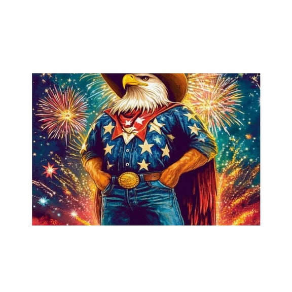 RKSupls Patriotic Eagle Cowboy Western Linen Placemats 30x45cm Straight Edge Stain Resistant Washable Non-Slip Table Mats Table for Kitchen Dining Room Home