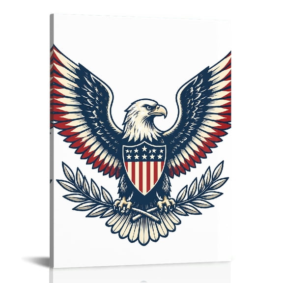 RKSupls Patriotic Eagle Emblem Wall Decor
, Canvas Print, Canvas Wall Art Bathroom Bedroom Kitchen Dining Room Wall Decor Prints