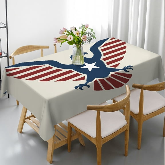 RKSupls Patriotic Eagle Star Shield Rectangle Dining Tablecloth, Machine-Made - Holiday Party Tablecloth Rectangle Dining Tablecloth, Kitchen Picnic Party
