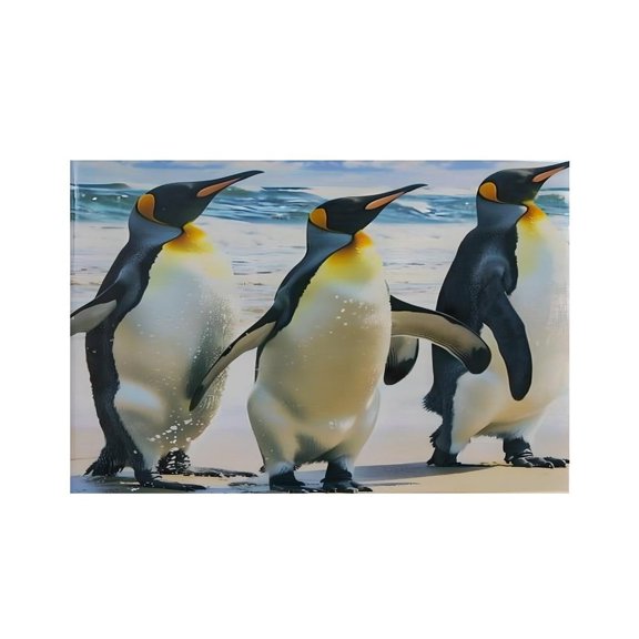 RKSupls Penguin Trio Beach Sunset Linen Placemats 30x45cm Straight Edge Stain Resistant Washable Non-Slip Table Mats Table for Kitchen Dining Room Home