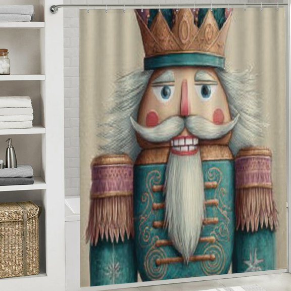 RKSupls Personalized Christmas Nutcracker Shower Curtain, Valentine's Day Waterproof Shower Curtain with Hooks for Home Bathtub Bathroom Decor Washable Curtains,198x180cm