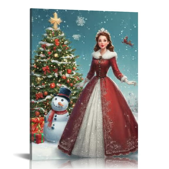 RKSupls Personalized Lady Christmas Tree Canvas Wall Art, Canvas Prints Wall Art for Living Room Bedroom Stairway Office, Art Print Painting for New Year Home Decorations