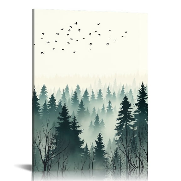 RKSupls Personalized Misty Pine Forest Canvas Wall Art, Canvas Prints Wall Art for Living Room Bedroom Entryway Office, Art Print Painting for Home Decor
