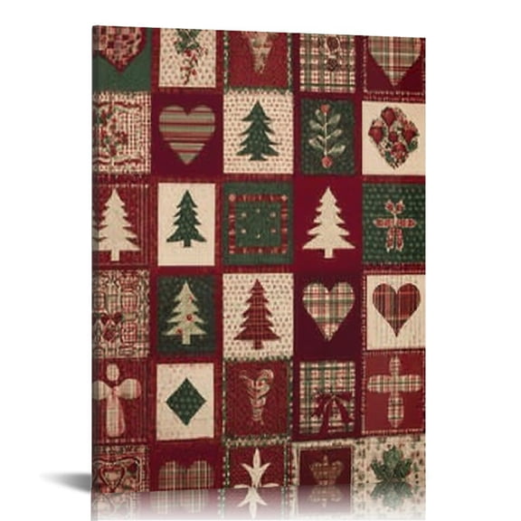 RKSupls Personalized Plaid Christmas Canvas Wall Art, Canvas Prints Wall Art for Living Room Bedroom Entryway Office, Art Print Painting for New Year Home Decorations,16x20in