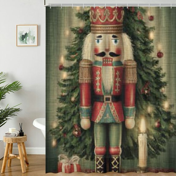 RKSupls Personalized Rustic Nutcracker Shower Curtain, Valentine's Day Waterproof Shower Curtain with Hooks for Home Bathtub Bathroom Decor Washable Curtains,180x180cm