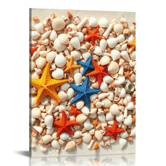 RKSupls Personalized Seashell Starfish Beach Canvas Wall Art, Canvas Prints Wall Art for Living Room Bedroom Entryway Office, Art Print Painting for Home Decor
