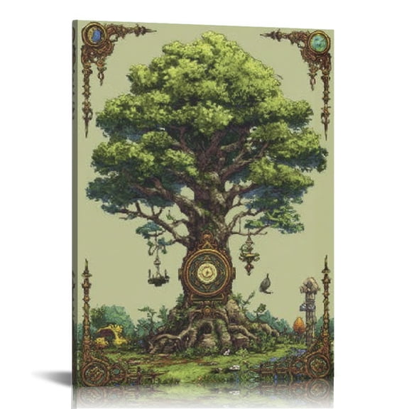 RKSupls Personalized Tree of Canvas Wall Art, Canvas Prints Wall Art for Living Room Bedroom Entryway Office, Art Print Painting for New Year Home Decorations,12x16in