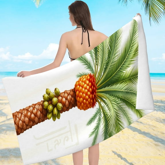 RKSupls Pineapple Date Palm Tree Tropical Plant Microfiber Beach Towel, Extra Large Quick Dry Lightweight Towel for Travel Swimming Camping, Soft Super Absorbent- 55.1x27.6in