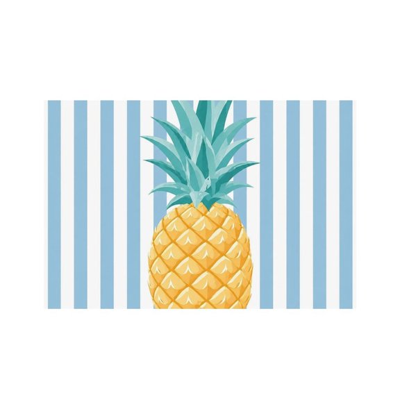 RKSupls Pineapple Stripe Summer Fruit Linen Placemats 30x45cm Straight Edge Stain Resistant Washable Non-Slip Table Mats Table for Kitchen Dining Room Home