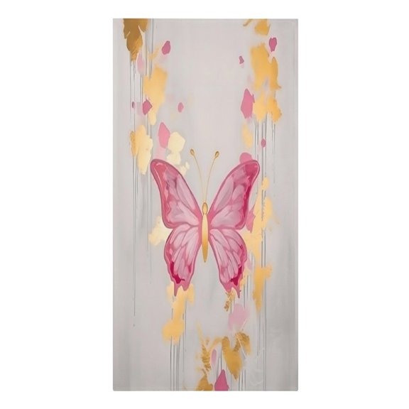RKSupls Pink Butterfly Gold Splatter Art Microfiber Beach Towel Absorbent Compact Towels for Swimming Pool Beach Travel Things for Vacation Essentials Adult Gift,61.430.3Inch