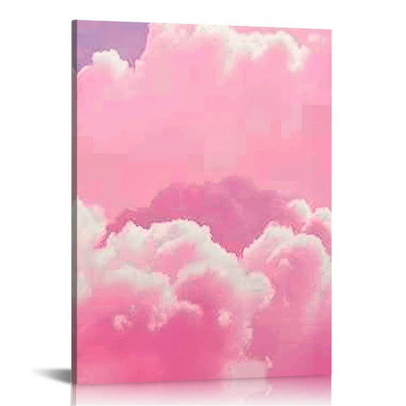 RKSupls Pink Clouds Sky Dreamy Canvas Wall Art, Wall Decor
, Canvas Print Bathroom Bedroom Kitchen Dining Room Entryway Wall Decor Prints