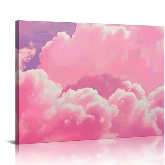 RKSupls Pink Clouds Sky Dreamy Wall Art Canvas Print, Modern Wall Decor, Bathroom Wall Art Bathroom Bedroom Kitchen Entryway Living Room Wall Decor Prints