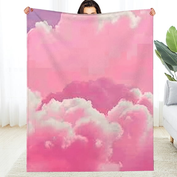 RKSupls Pink Clouds Sky Dreamy  Warm and Cozy Throw, Soft Tear-Resistant  Fuzzy Bedding for the Couch, Soft Throw for Couch, Travel, Camping  Home Decor