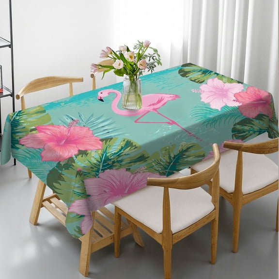 RKSupls Pink Flamingo In Tropical Lagoon Frame Rectangle Dining Tablecloth, Festive Table Setting - Kitchen Accessories Rectangle Dining Tablecloth, Ideal for Kitchen Picnic Party