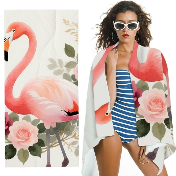 RKSupls Pink Flamingo With Flowers Quick Dry Sand-Free Large Pool Beach Towel for Travel Camping
- Ultra-Soft Microfiber, for Bathroom, beach