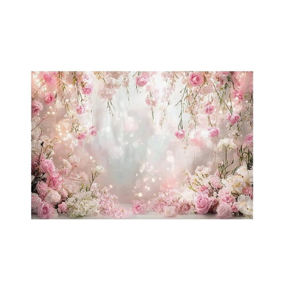 RKSupls Pink Floral Arch Wedding Linen Placemats 30x45cm Straight Edge Stain Resistant Washable Non-Slip Table Mats Table for Kitchen Dining Room Home