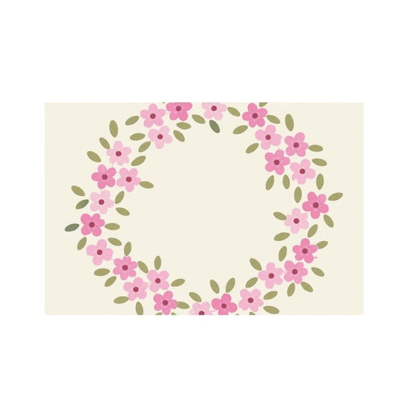RKSupls Pink Flower Wreath Linen Placemats 30x45cm Straight Edge Stain Resistant Washable Non-Slip Table Mats Table for Kitchen Dining Room Home