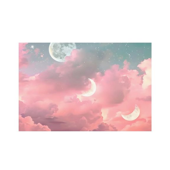 RKSupls Pink Moon Clouds Sky Linen Placemats 30x45cm Straight Edge Stain Resistant Washable Non-Slip Table Mats Table for Kitchen Dining Room Home