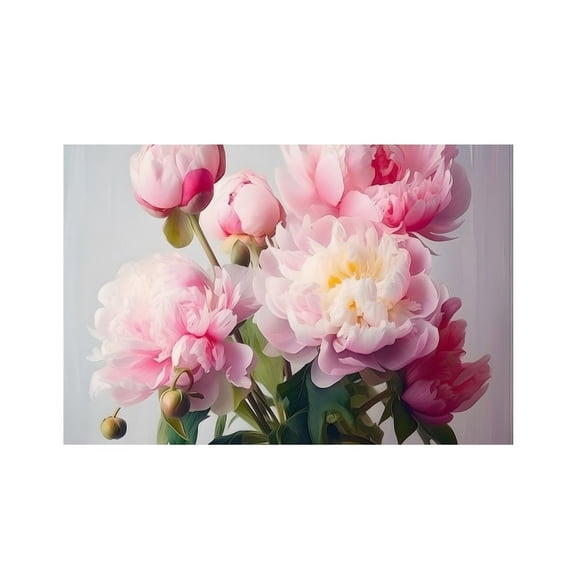 RKSupls Pink Peony Bouquet Linen Placemats 30x45cm Straight Edge Stain Resistant Washable Non-Slip Table Mats Table for Kitchen Dining Room Home