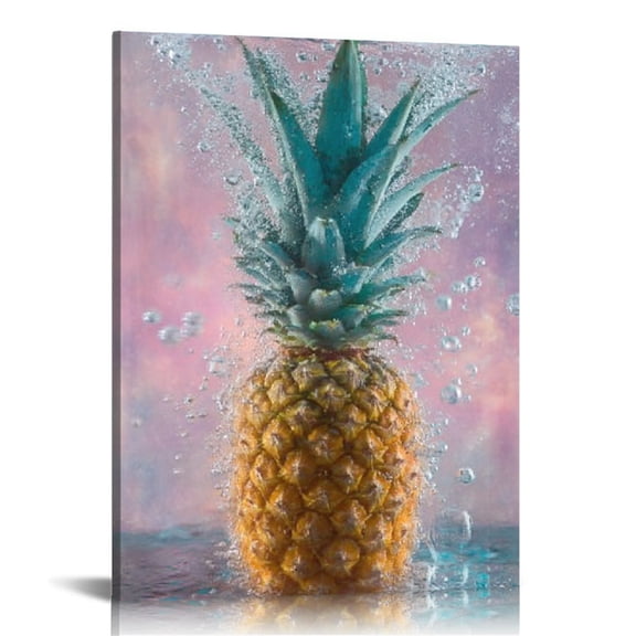 RKSupls Pink Pineapple Splash Canvas Wall Art, Canvas Prints Wall Art for Living Room Bedroom Entryway Office, Art Print Painting for New Year Home Decorations,16x20in