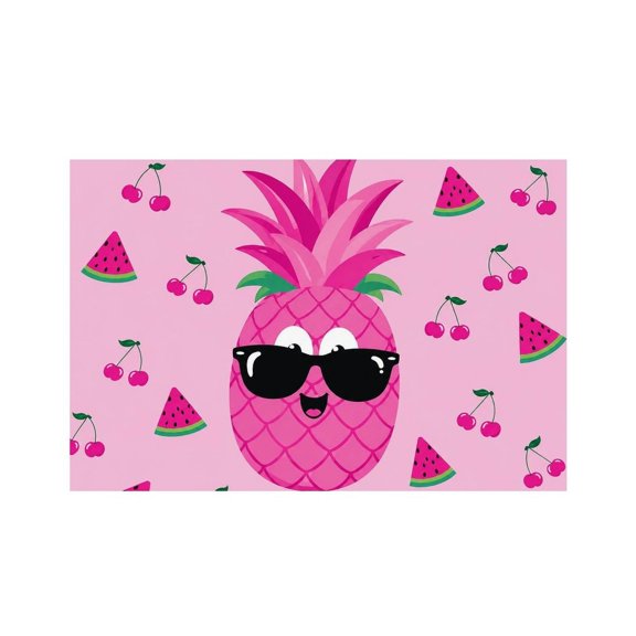 RKSupls Pink Pineapple Sunglasses Fruit Linen Placemats 30x45cm Straight Edge Stain Resistant Washable Non-Slip Table Mats Table for Kitchen Dining Room Home