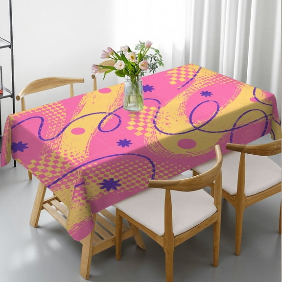 RKSupls Pink Pop Art Palm Grove Print Rectangle Dining Tablecloth, Machine-Made Holiday Party Tablecloth, Pink Pop Art Palm Grove
